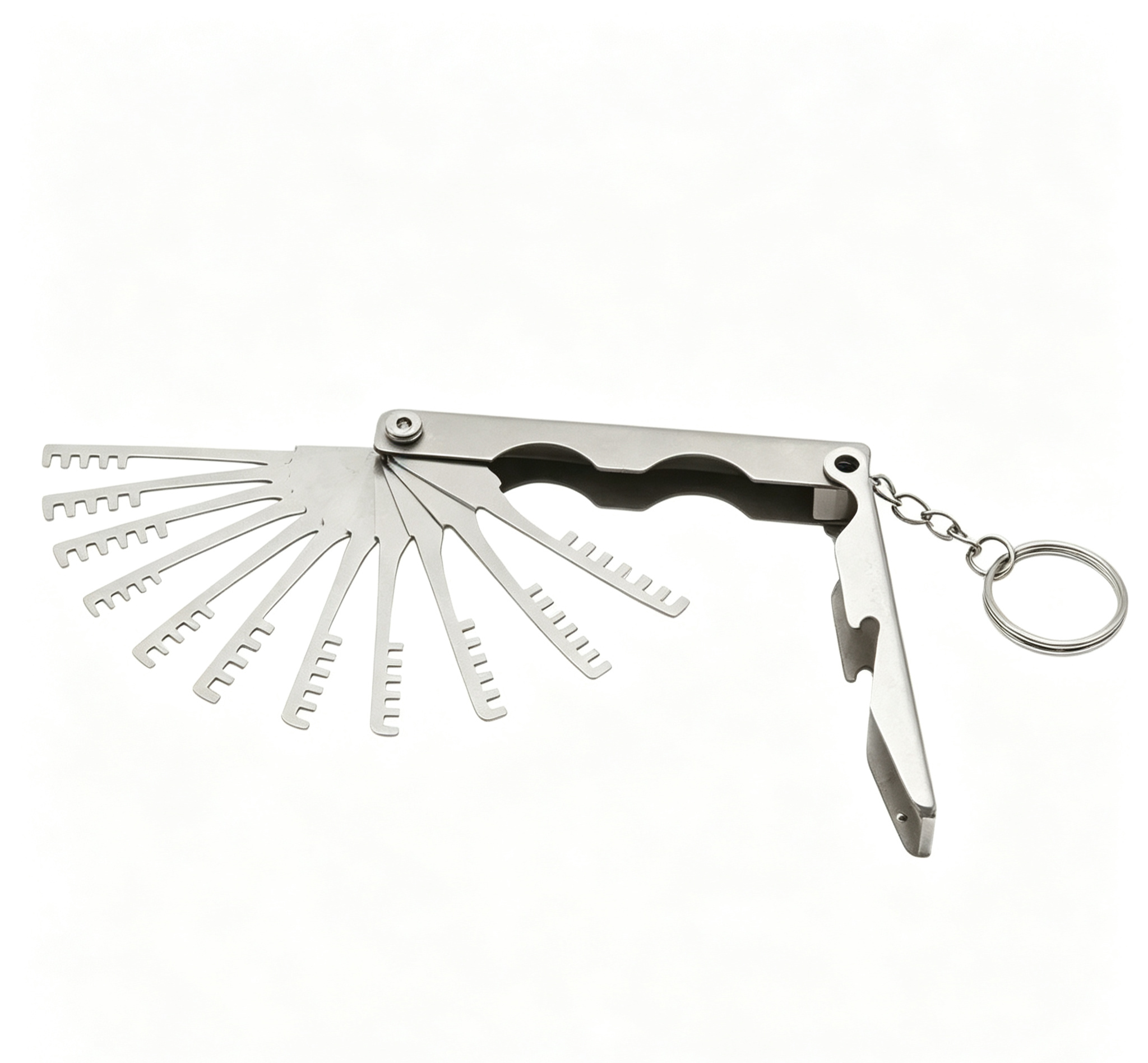 Foldable Comb Lock Pick Set, 10-in-1 Stainless Steel Portable Locksmith Tool