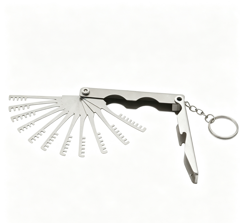 Foldable Comb Lock Pick Set, 10-in-1 Stainless Steel Portable Locksmith Tool