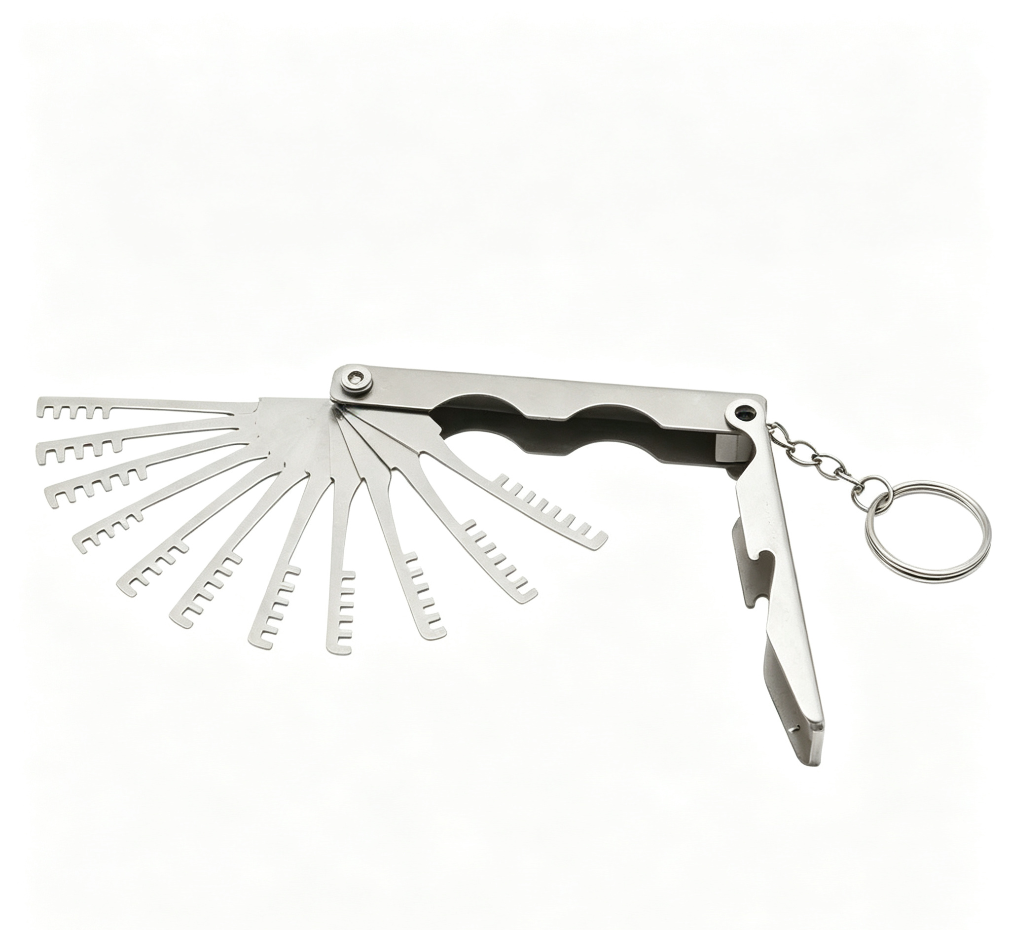 Foldable Comb Lock Pick Set, 10-in-1 Stainless Steel Portable Locksmith Tool
