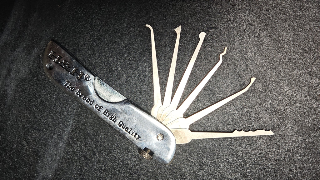 H&H Foldable Lock Pick Set, 7-in-1 Stainless Steel Portable Locksmith Tool