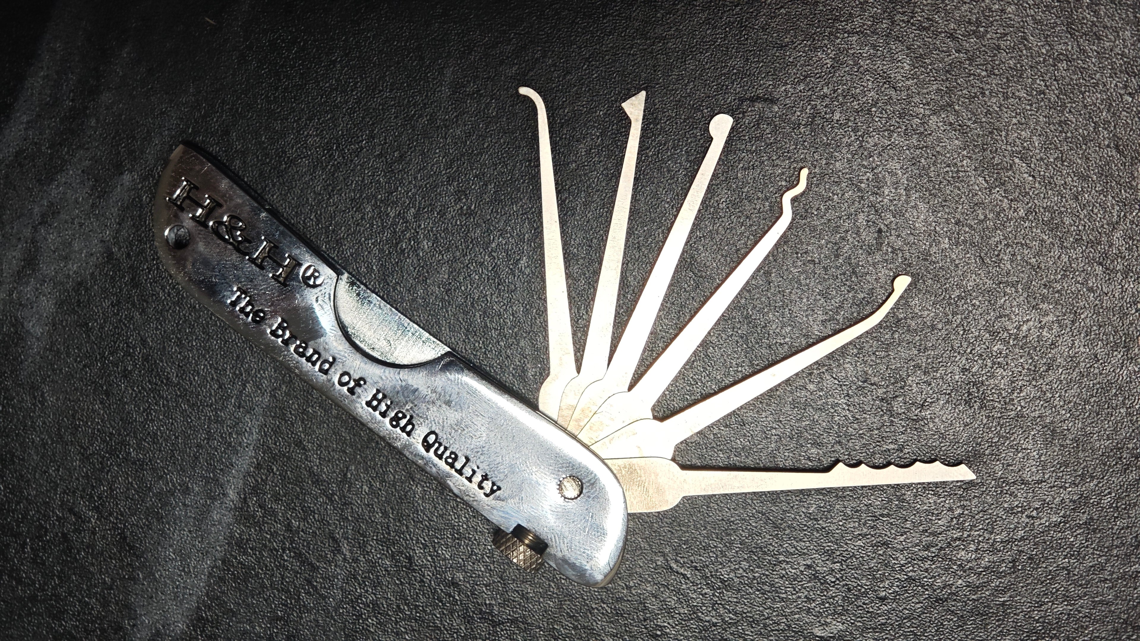 H&H Foldable Lock Pick Set, 7-in-1 Stainless Steel Portable Locksmith Tool