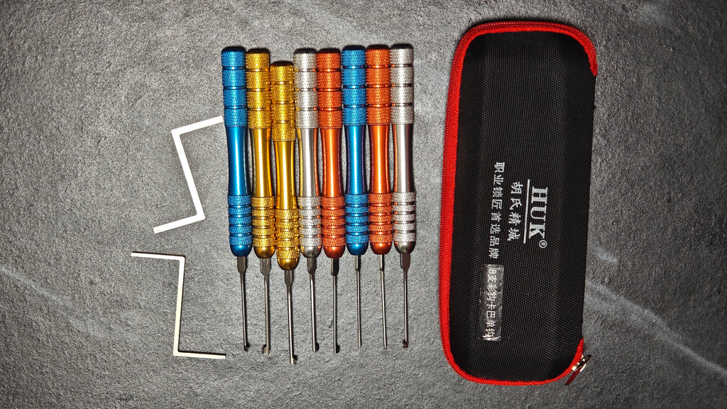 HUK 8Pcs Color Single Hook Lock Pick Set Locksmith Tools With Bag