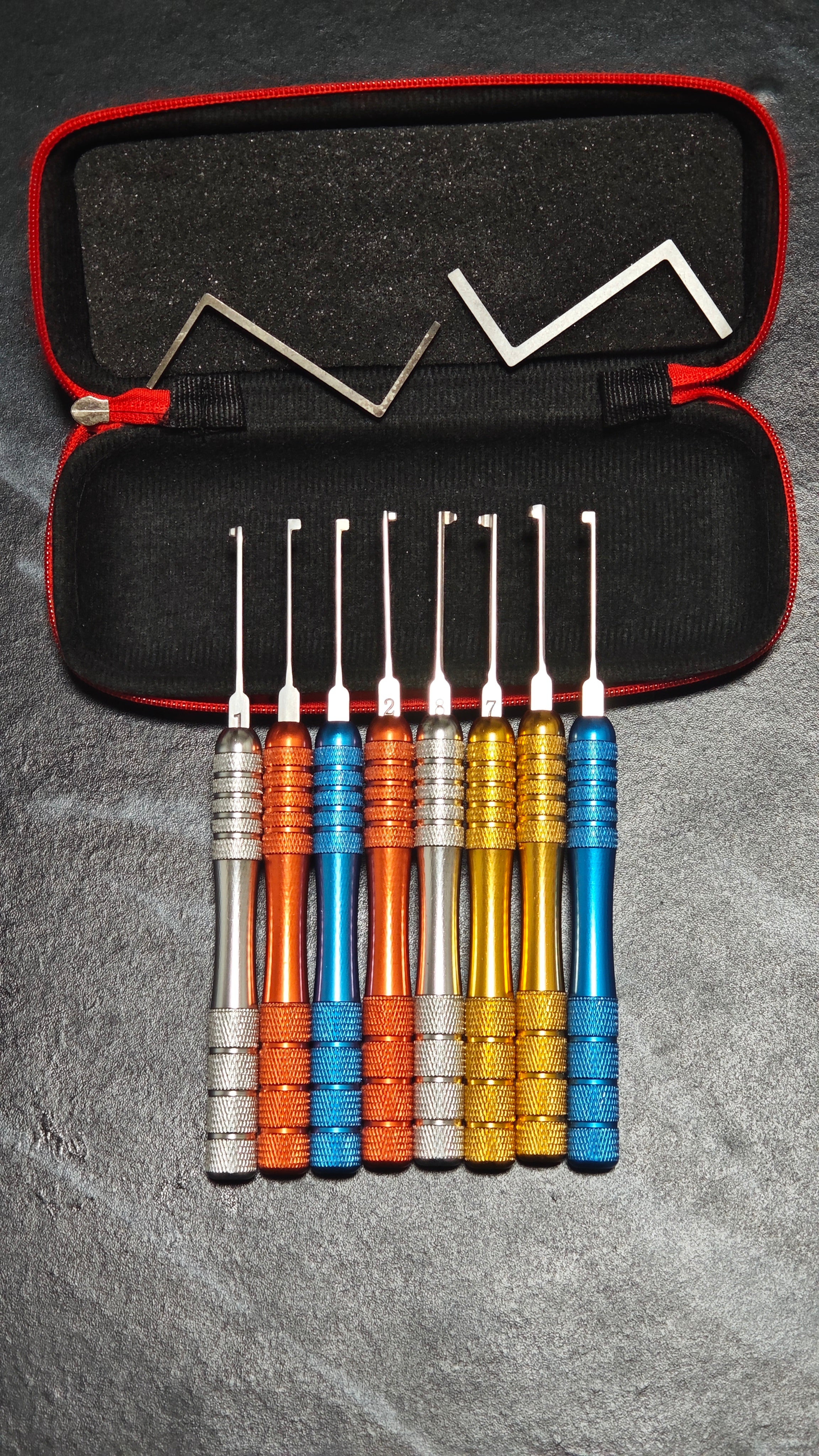 HUK 8Pcs Color Single Hook Lock Pick Set Locksmith Tools With Bag