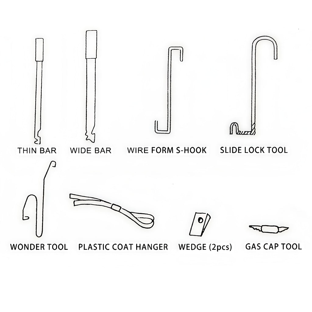 9PCS Car Door Emergency Unlock Tool Kit, Vehicle Lock Out Lost Key Opening Tools with Air Wedge Pump