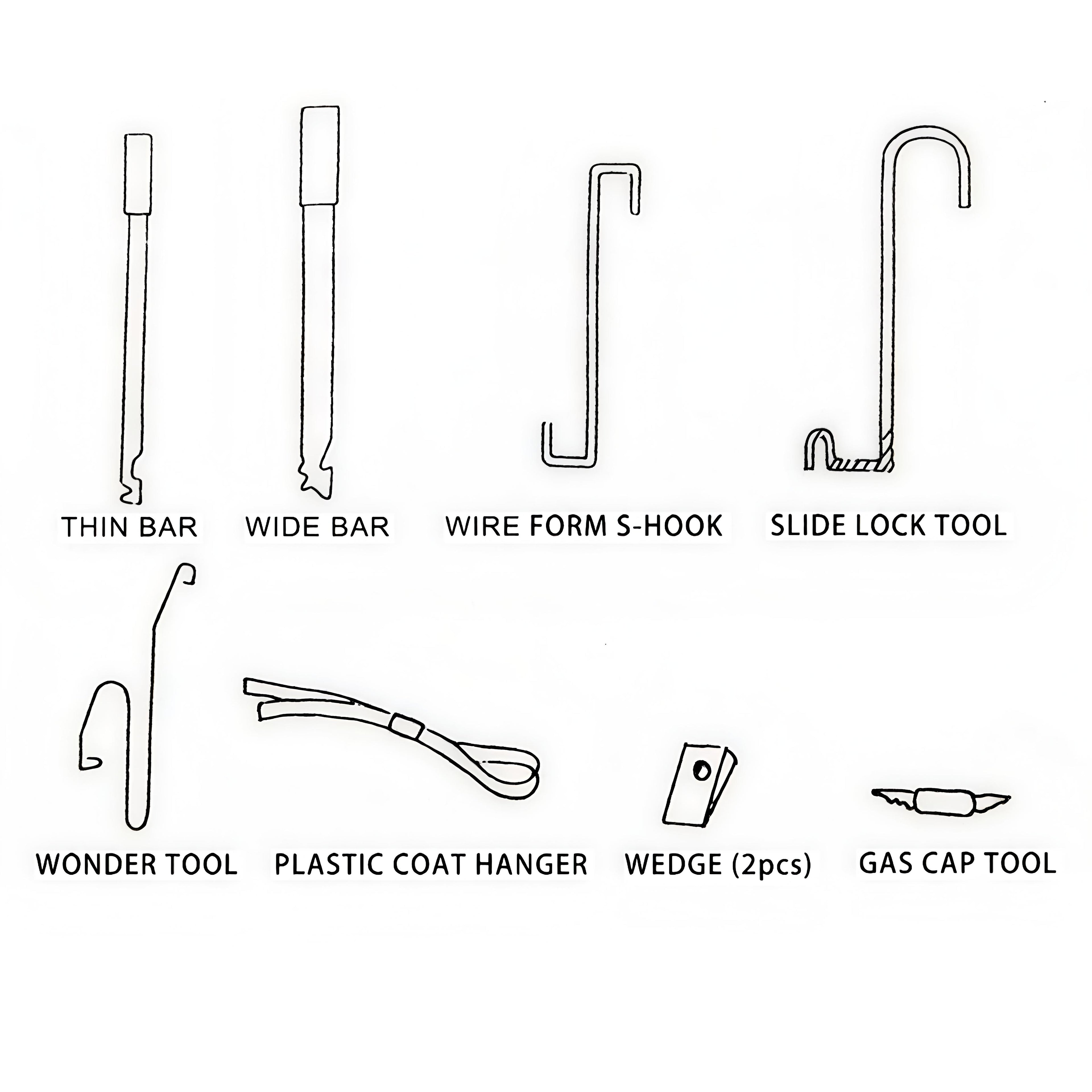 9PCS Car Door Emergency Unlock Tool Kit, Vehicle Lock Out Lost Key Opening Tools with Air Wedge Pump