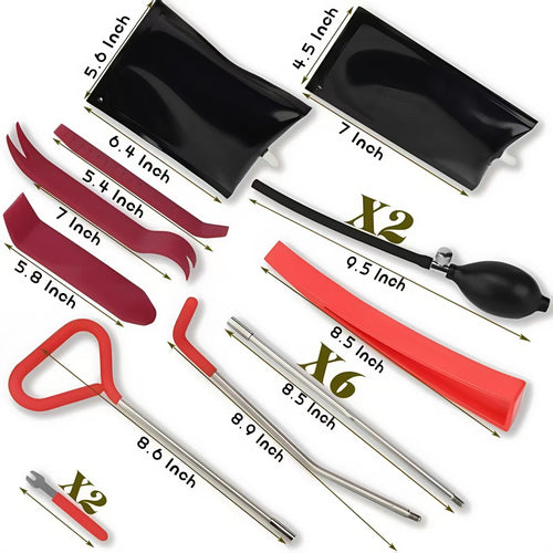 18PCS Adjustable Telescopic Car Emergency Unlock Tool Kit, Vehicle Lock Out Key Retrieval Tool