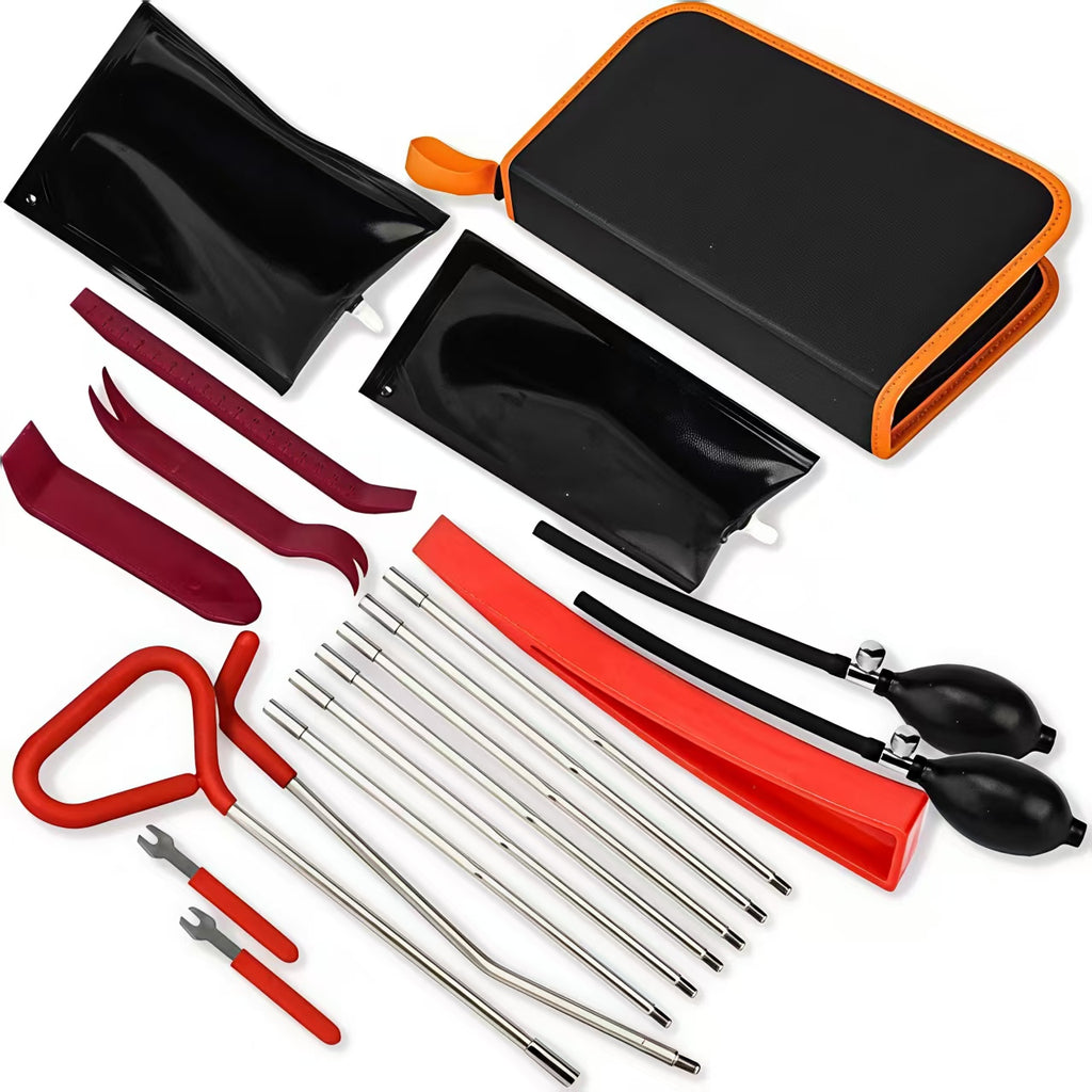 18PCS Adjustable Telescopic Car Emergency Unlock Tool Kit, Vehicle Lock Out Key Retrieval Tool