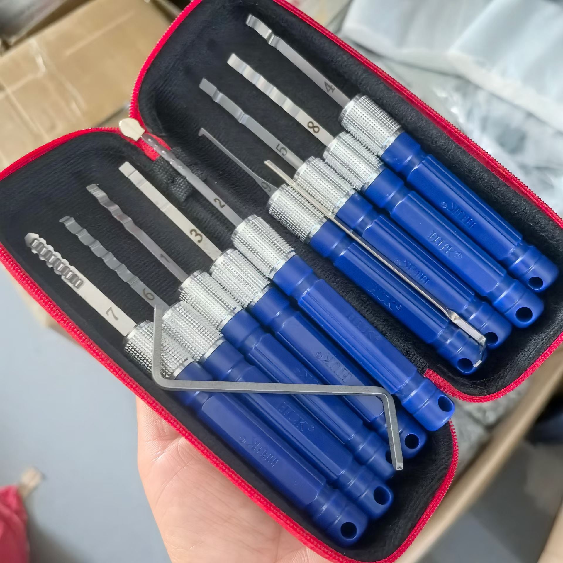 9‑Piece Hook Lock Pick Set, Professional Cylinder Lock Locksmith Tools Kit