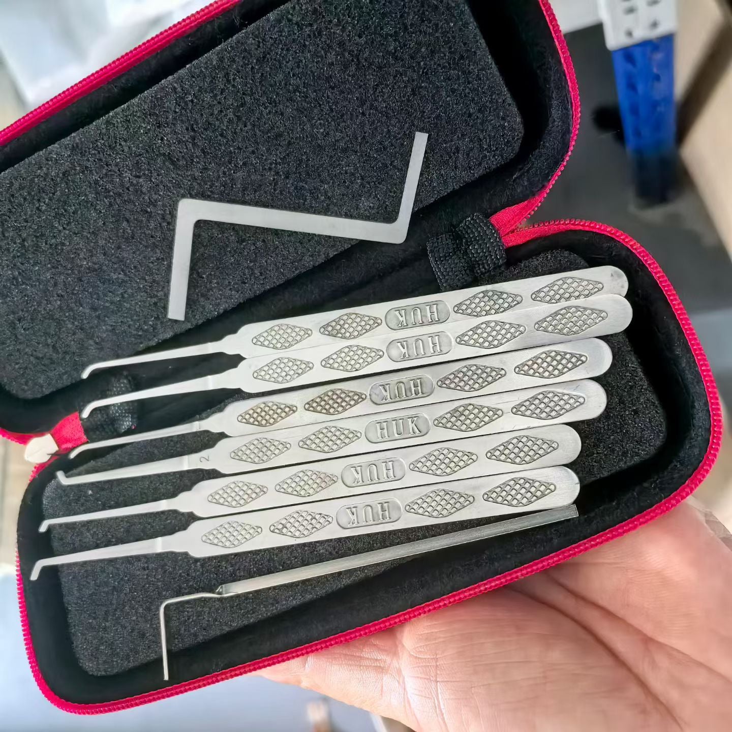 HUK 6‑Piece Lock Pick Set, Professional Cylinder Locksmith Practice Tools Kit